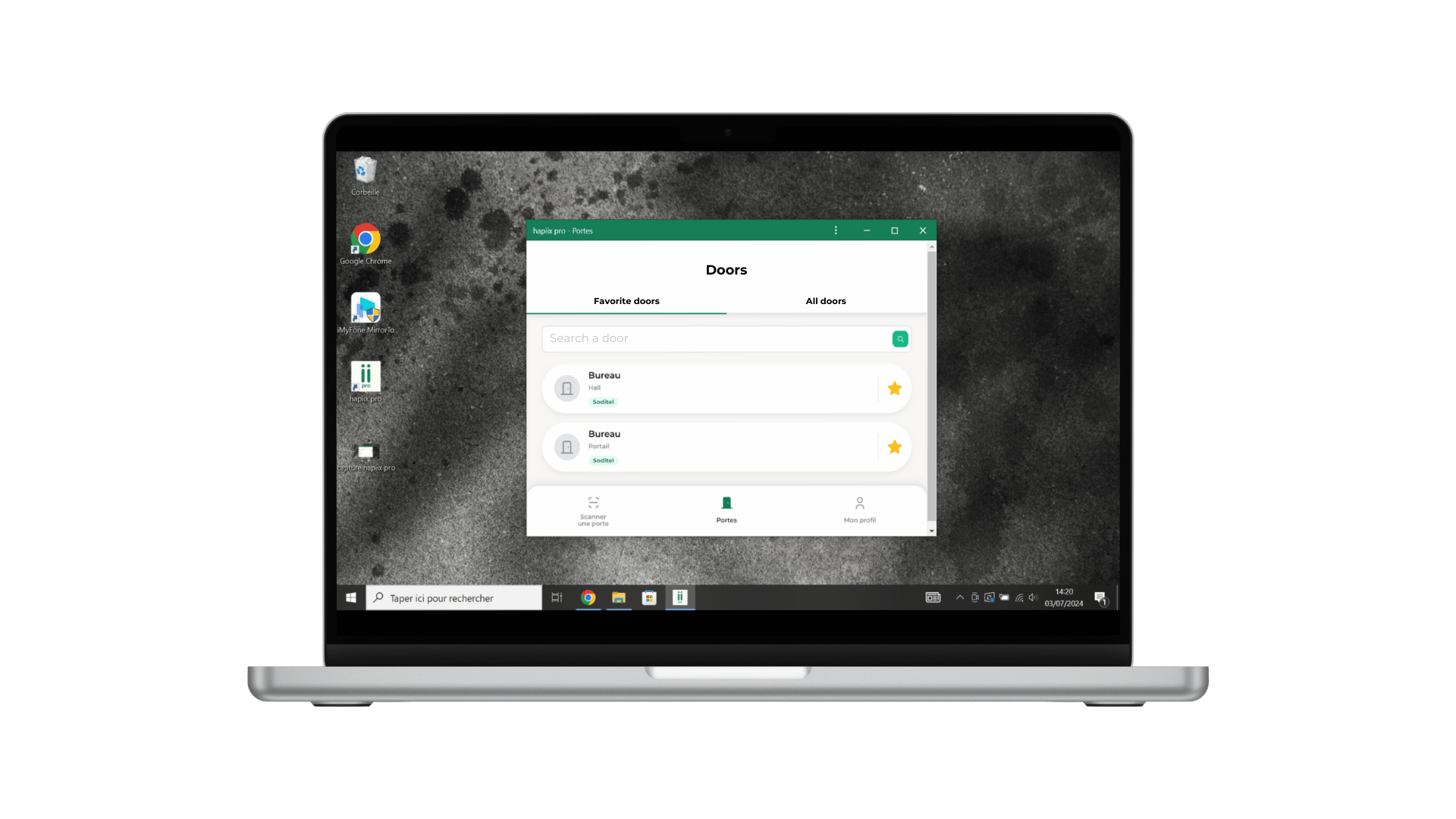 Picture of a laptop displaying the hapiix pro web application